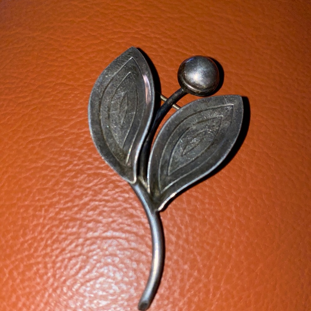 A&K Aare and Krogh Denmark Modernist MCM Sterling Flower Brooch Pin